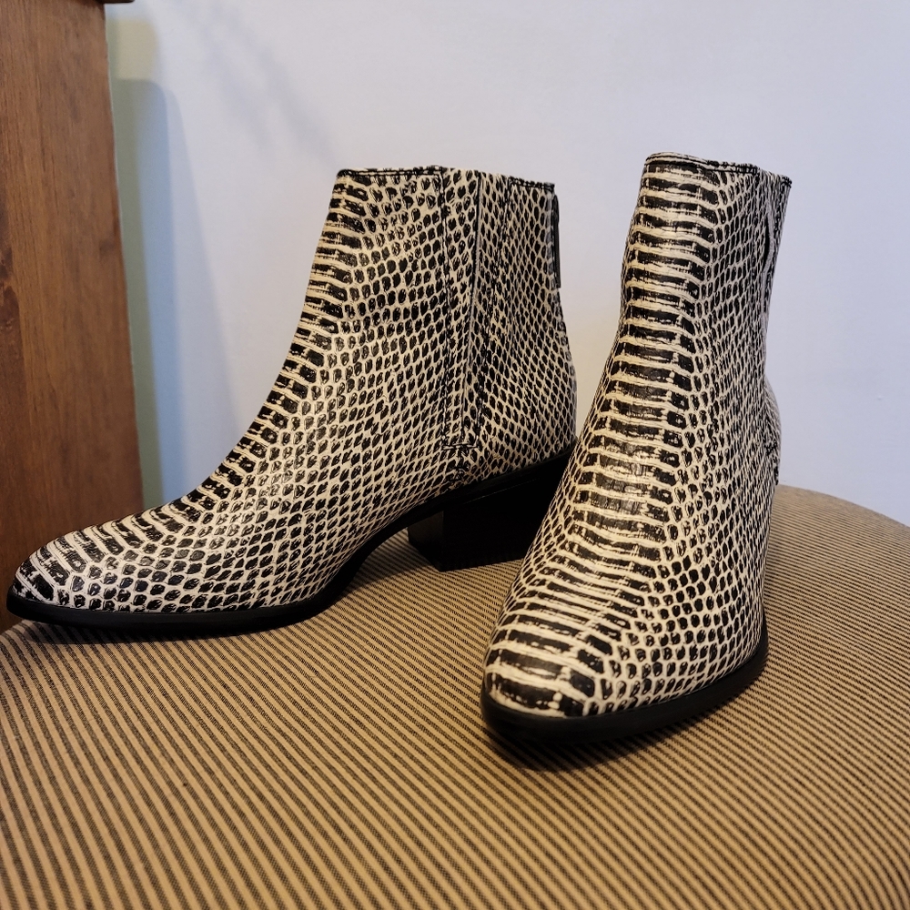 Calvin Klein snakeskin booties size 10